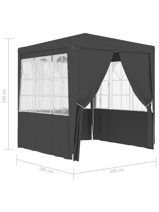 Dārza nojume ar sānu sienām, profesionāla, 2x2m, pelēka, 90g/m²