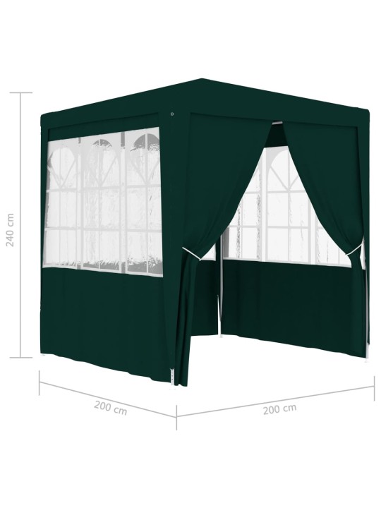 Dārza nojume ar sānu sienām, profesionāla, 2x2 m, zaļa, 90 g/m²