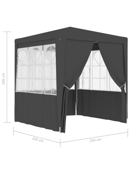 Dārza nojume ar sānu sienām, profesionāla, 2,5x2,5 m, pelēka