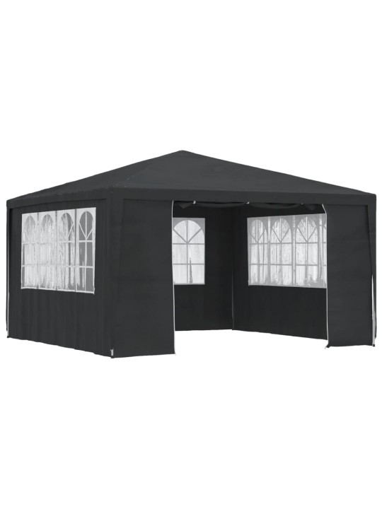Dārza nojume ar sānu sienām, profesionāla, 4x4 m, pelēka