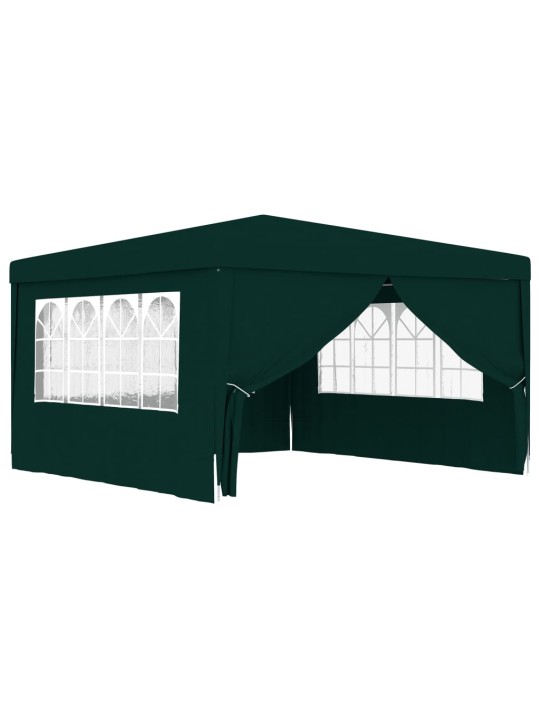 Dārza nojume ar sānu sienām, profesionāla, 4x4 m, zaļa, 90 g/m²
