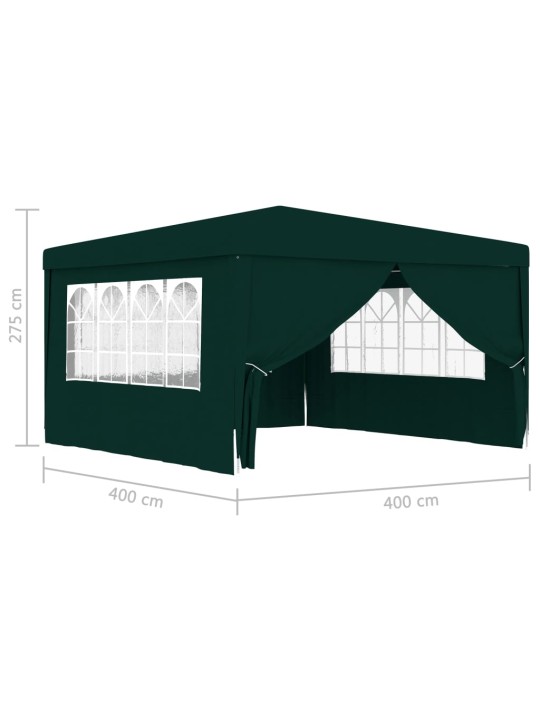 Dārza nojume ar sānu sienām, profesionāla, 4x4 m, zaļa, 90 g/m²