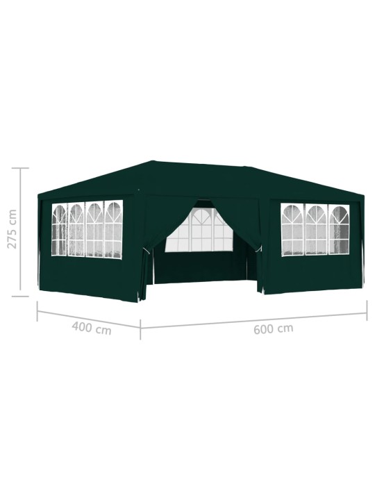 Dārza nojume ar sānu sienām, profesionāla, 4x6 m, zaļa, 90 g/m²