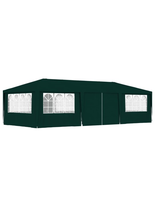 Dārza nojume ar sānu sienām, profesionāla, 4x9 m, zaļa, 90 g/m²