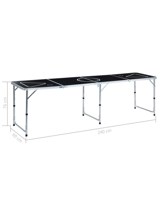 Beer pong spēles galds, saliekams, 240 cm, melns