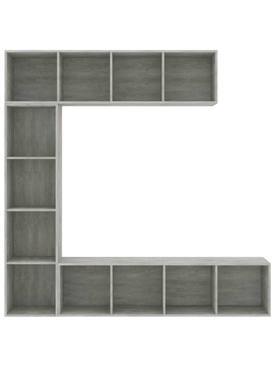 3-daļīgs grāmatu un tv plaukta komplekts, pelēks, 180x30x180 cm