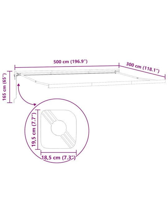 Markīze balts 5 x 3 m metāla