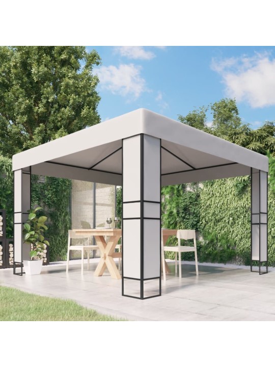 Dārza nojume ar dubulto jumtu, 3x3 m, balta