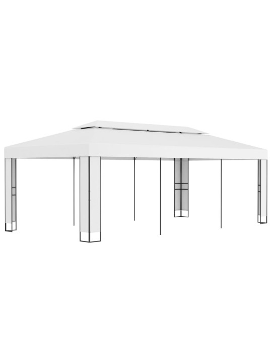 Dārza nojume ar dubulto jumtu, 3x6 m, balta