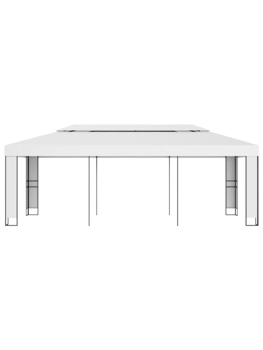 Dārza nojume ar dubulto jumtu, 3x6 m, balta