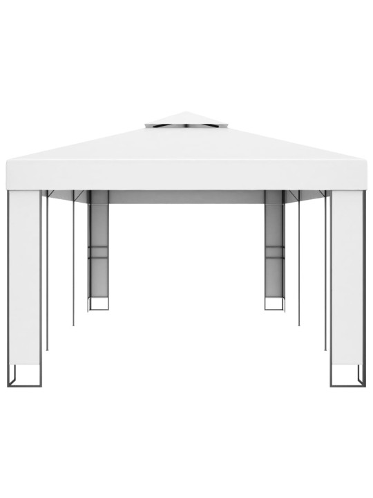 Dārza nojume ar dubulto jumtu, 3x6 m, balta
