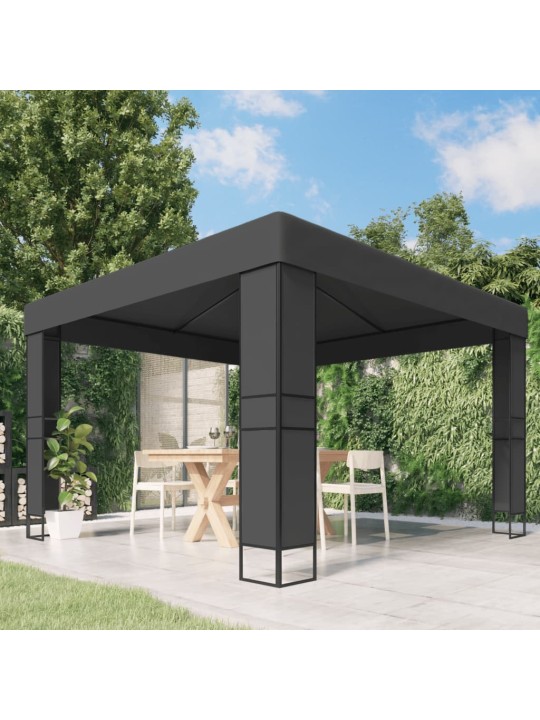 Dārza nojume ar dubulto jumtu, 3x3 m, antracītpelēka