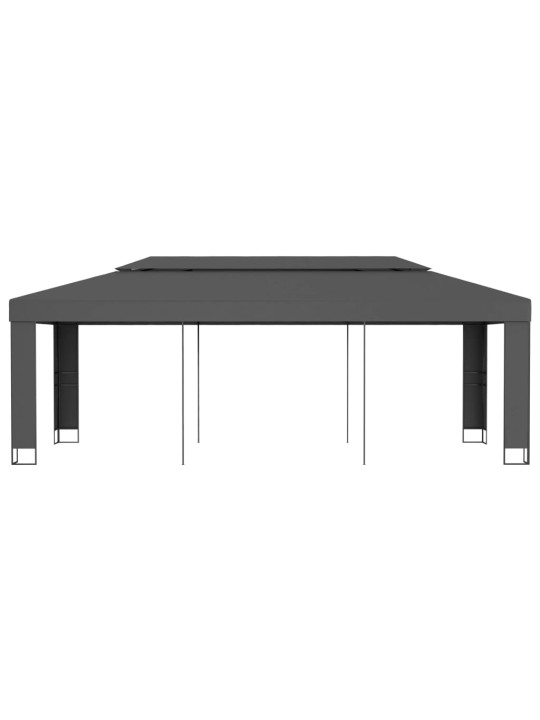 Dārza nojume ar dubulto jumtu, 3x6 m, antracītpelēka