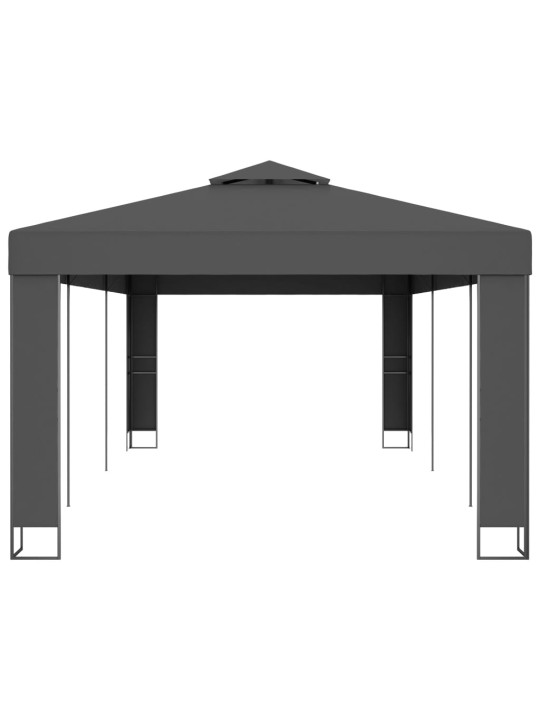 Dārza nojume ar dubulto jumtu, 3x6 m, antracītpelēka