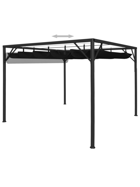 Dārza nojume ar izvelkamu jumtu, antracītpelēka, 3x3 m