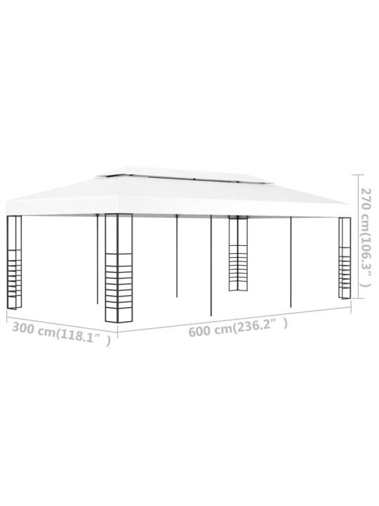 Dārza nojume, 6x3 m, balta