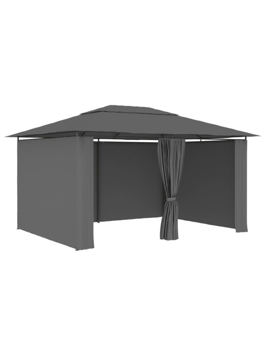 Dārza nojume ar aizkariem, 4x3 m, antracītpelēka