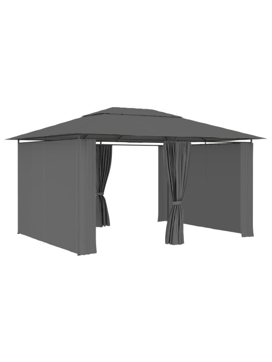 Dārza nojume ar aizkariem, 4x3 m, antracītpelēka