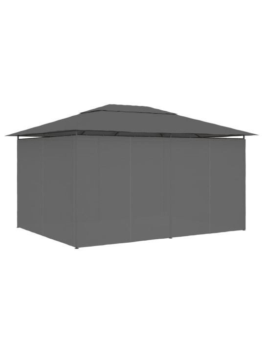 Dārza nojume ar aizkariem, 4x3 m, antracītpelēka