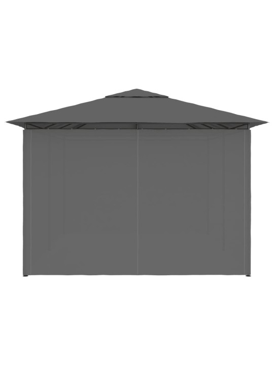 Dārza nojume ar aizkariem, 4x3 m, antracītpelēka