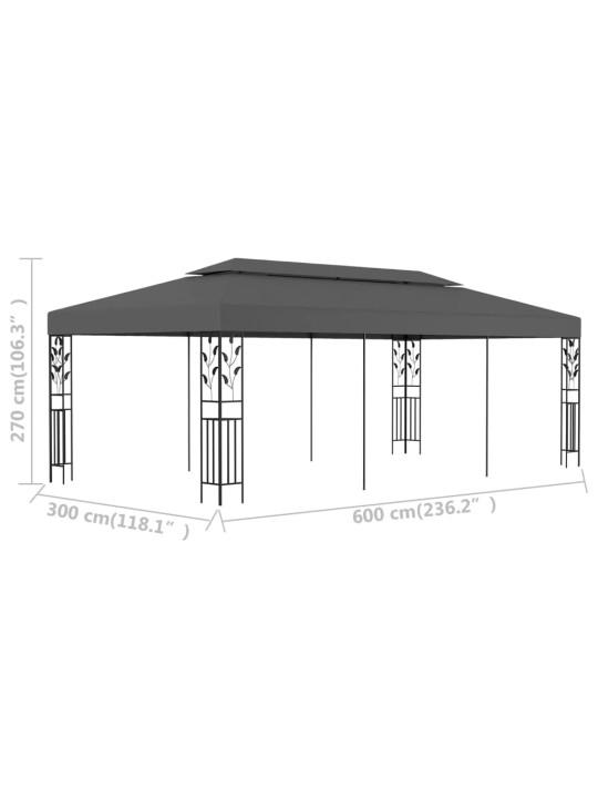 Dārza nojume, 3x6 m, antracītpelēka
