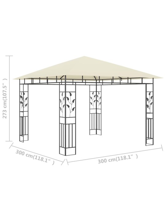 Dārza nojume ar moskītu tīklu, 3x3x2,73 m, 180 g/m², krēmkrāsas