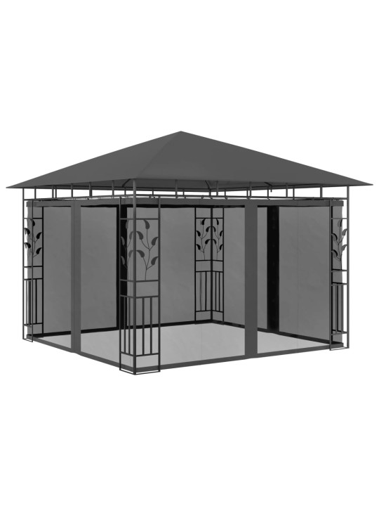 Dārza nojume ar moskītu tīklu, 3x3x2,73 m, 180 g/m², pelēka