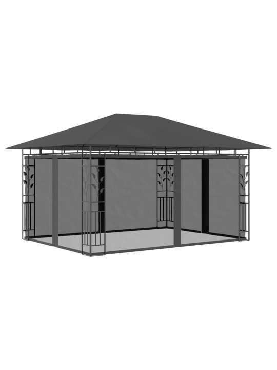 Dārza nojume ar moskītu tīklu, 4x3x2,73 m, 180 g/m², pelēka