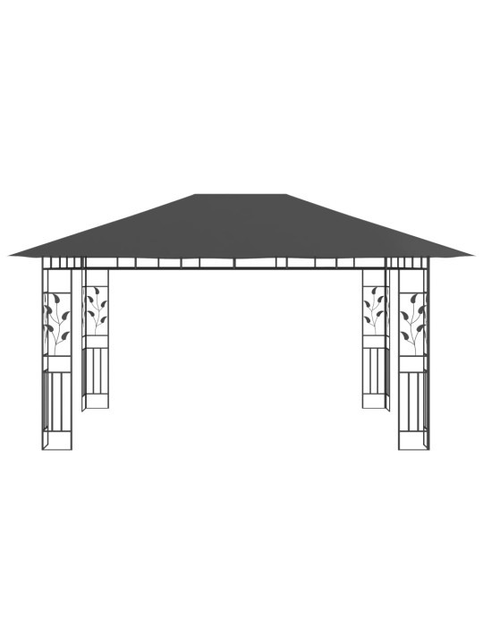 Dārza nojume ar moskītu tīklu, 4x3x2,73 m, 180 g/m², pelēka
