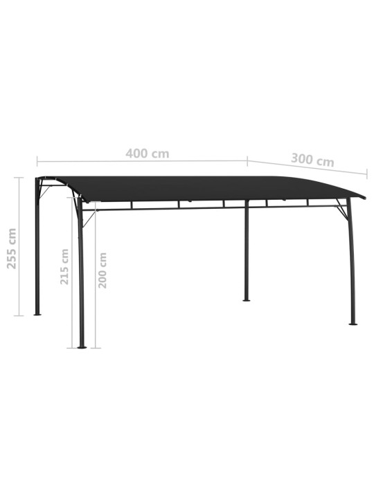 Dārza nojume, 4x3x2,55 m, antracītpelēka