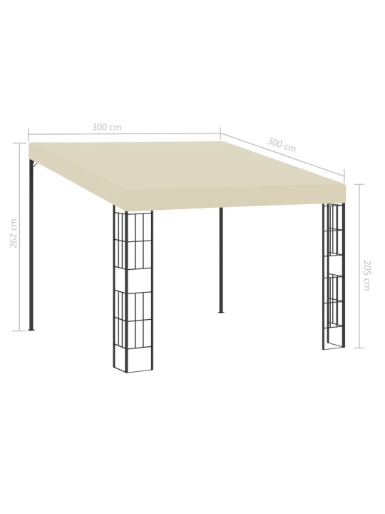 Dārza nojume, stiprināma pie sienas, 3x3 m, krēmkrāsas audums