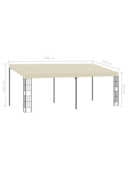Dārza nojume, stiprināma pie sienas, 3x6 m, krēmkrāsas audums