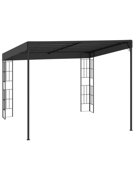 Dārza nojume, stiprināma pie sienas, 3x3 m, pelēks audums