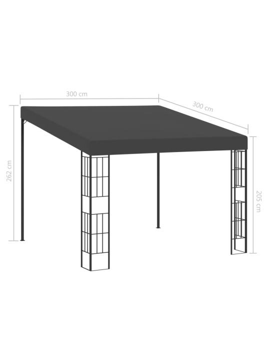 Dārza nojume, stiprināma pie sienas, 3x3 m, pelēks audums
