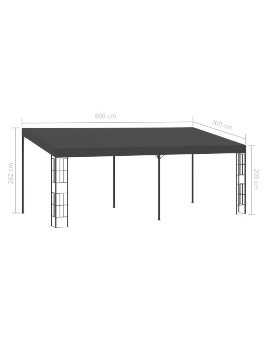 Dārza nojume, stiprināma pie sienas, 3x6 m, pelēks audums