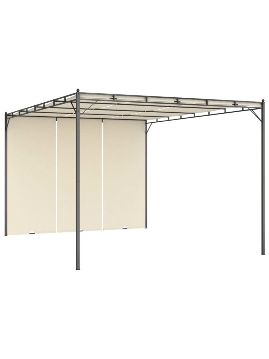 Dārza nojume ar sānu aizkariem, 4x3x2,25 m, krēmkrāsas