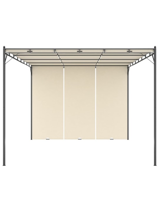 Dārza nojume ar sānu aizkariem, 4x3x2,25 m, krēmkrāsas