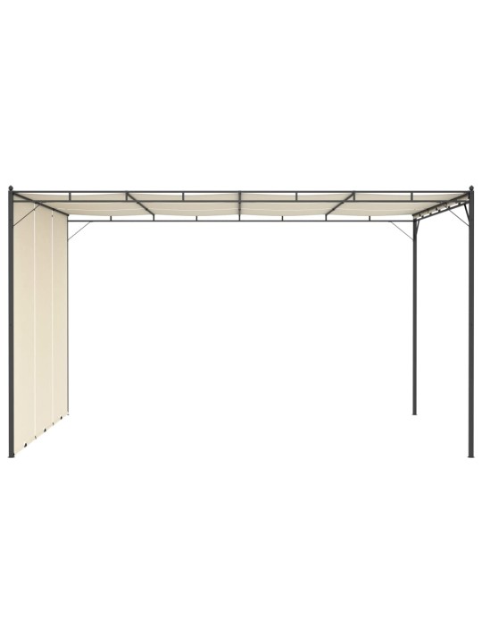 Dārza nojume ar sānu aizkariem, 4x3x2,25 m, krēmkrāsas