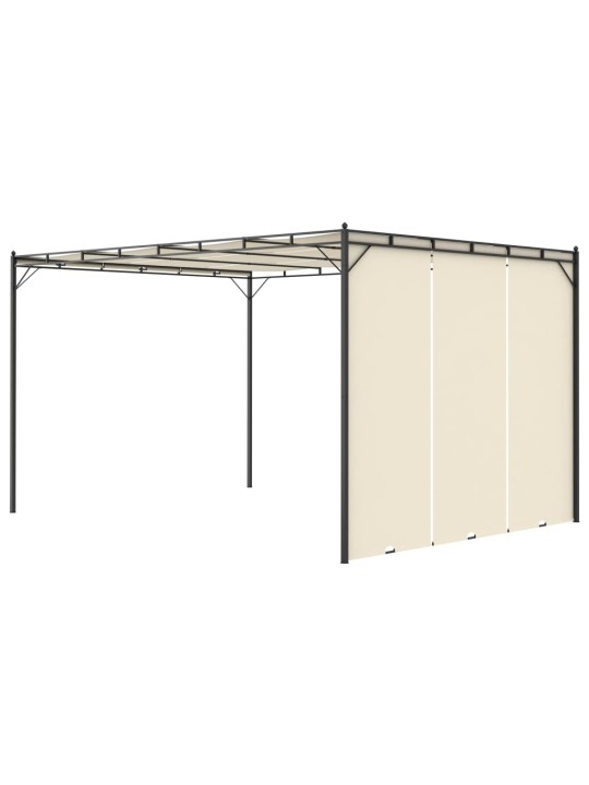 Dārza nojume ar sānu aizkariem, 4x3x2,25 m, krēmkrāsas
