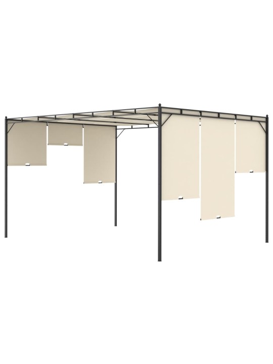Dārza nojume ar sānu aizkariem, 4x3x2,25 m, krēmkrāsas