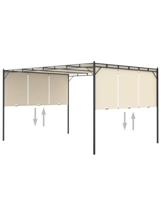 Dārza nojume ar sānu aizkariem, 4x3x2,25 m, krēmkrāsas
