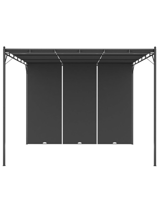 Dārza nojume ar sānu aizkariem, 3x3x2,25 m, antracītpelēka