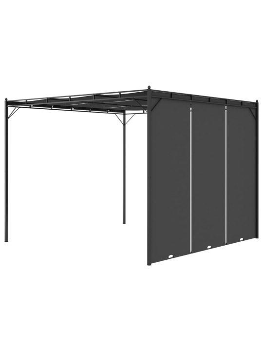Dārza nojume ar sānu aizkariem, 3x3x2,25 m, antracītpelēka