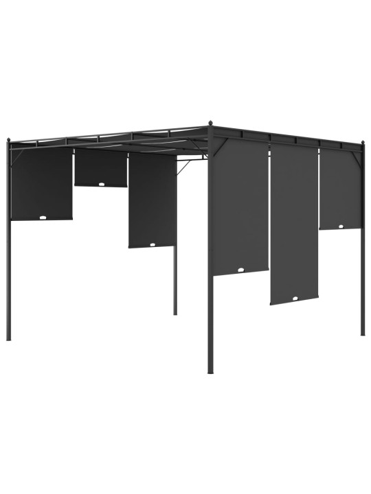 Dārza nojume ar sānu aizkariem, 3x3x2,25 m, antracītpelēka