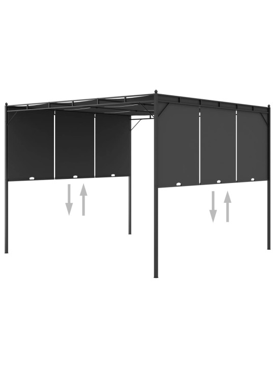 Dārza nojume ar sānu aizkariem, 3x3x2,25 m, antracītpelēka