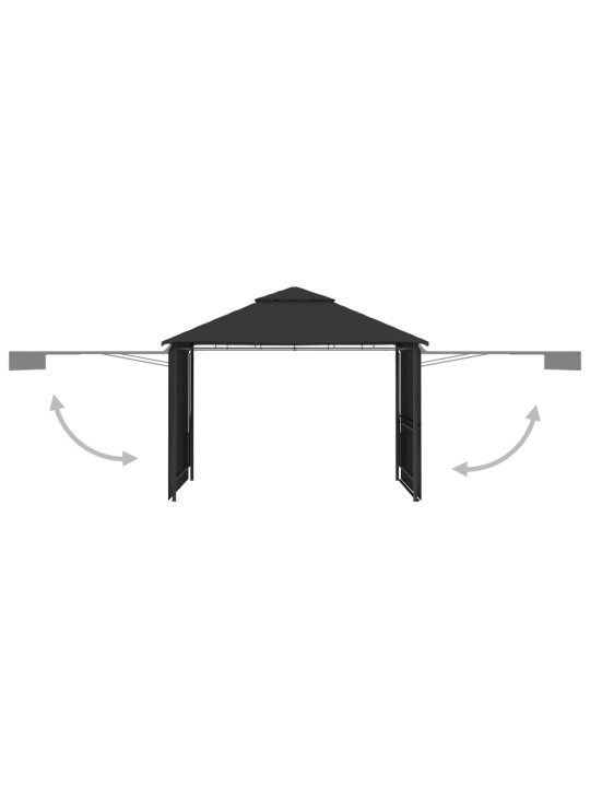 Nojume ar 2 izvelkamiem jumtiem, 3x3x2,75 m, pelēka,180 g/m²