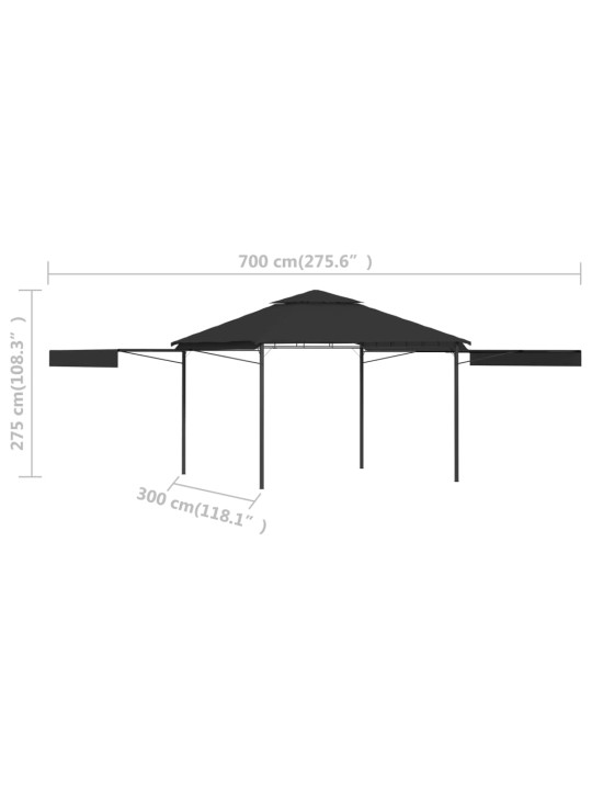 Nojume ar 2 izvelkamiem jumtiem, 3x3x2,75 m, pelēka,180 g/m²