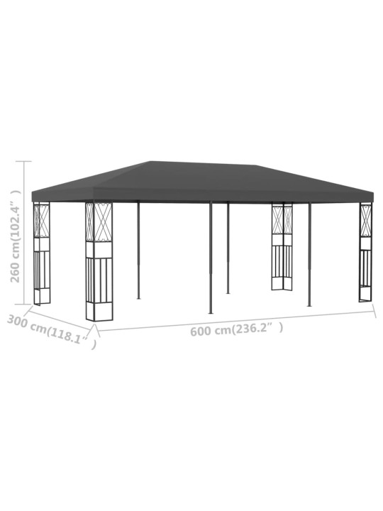 Dārza nojume, 3x6 m, antracītpelēks audums
