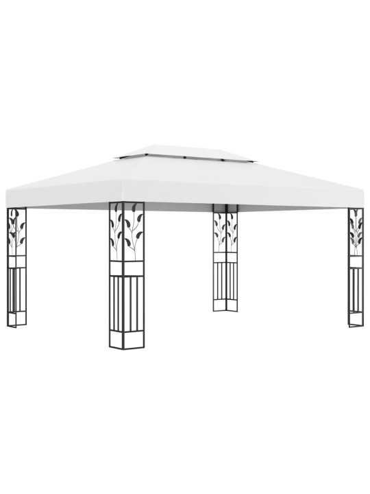 Dārza nojume ar dubulto jumtu, 3x4 m, balta