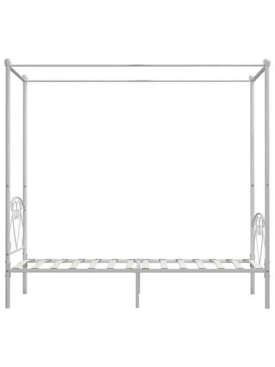 Gultas rāmis ar nojumi, balts, 100x200 cm, metāls